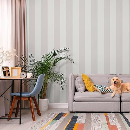 Lio M1-No.11268 Papier peint intissé Rayures et vagues Beige Crème 10,05 m x 0,53 m