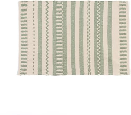 TRAMAS+ Alfombra Salon Exterior Interior Tapete Balcon Terraza Verano Dormitorio Cocina Algodón - Leito - Verde cacería (60x90 cm)