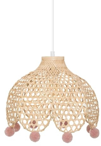 Lámpara colgante modelo acampanado, en bambú, 28cms de diámetro