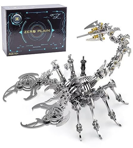 ToyGhillied 3D Metall Puzzle Modellbausatz, DIY 3D Puzzle Mechanisch Skorpion Modell, 200 Teile Steampunk Metall 3D Modell DIY Ornament für Erwachsene (Stahl)