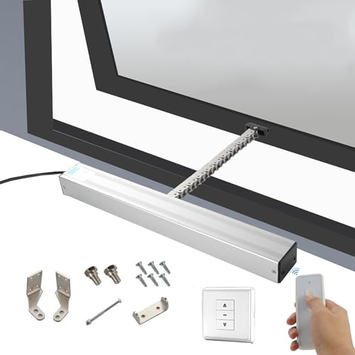 SNBGRYE 2V Automatischer FensteröFfner, Elektrischer Ketten-FensteröFfner-Antrieb, 300-1000mm Hub, Mit Wandschalter + Fernbedienung, Max. 400N, Dachfenster,400mm