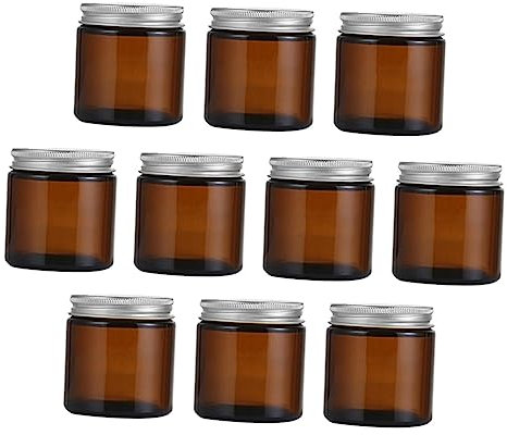 Tofficu 10piezas Vaso De Vidrio Útil Para Velas Portavelas Vacíos Tapa De Aluminio Diseño Práctico y Ligero