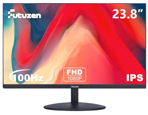 Futuzen - Monitor de computadora ultrafino de 24 pulgadas 1920 x 1080 100 Hz con HDMI VGA, visualización antirreflejos IPS Monitor de PC de trabajo con cuidado de los ojos, montaje VESA, luz azul baja