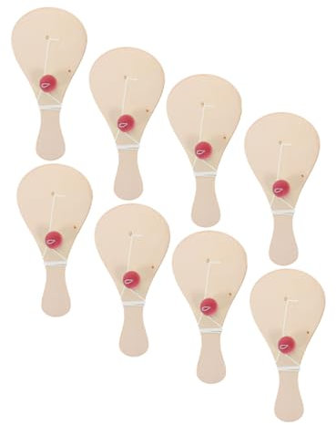 ERINGOGO Holz Paddleball Spielzeug Für Kinder 8 Stück Selbstgemacht Malset Handbemalt Fördert Feinmotorik Und Kreativität Indoor Bastelspiel