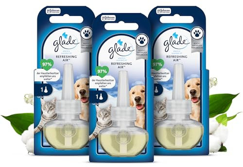 Glade Electric Scented Oil Nachfüller, elektrischer Raumduft mit Duftöl, Refreshing Air, 3er Pack (3 x 20 ml)