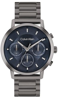 Calvin Klein Multi Zifferblatt Quarz Uhr für Herren Kollektion Gauge mit Schwarzes Edelstahlarmband - 25200495