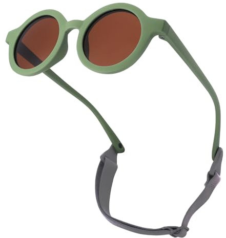 IWTBNOA Baby Sonnenbrille 0-36 Monate, Polarisierte UV400 Schutz - Weicher Silikonrahmen - Verstellbares Gummiband - Flexibel Biegbar, UV-geschützte Kinder Sonnenbrille RundKinder - Jungen und Mädche