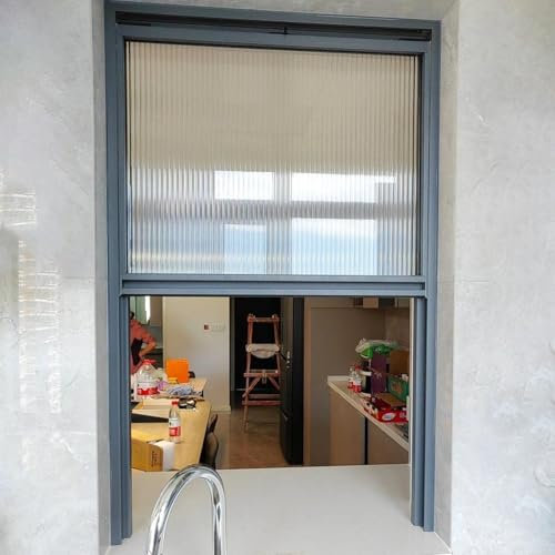 Schiebefenster Vertikale Schiebefenster Ohne Unteren Rahmen mit Changhong-Glas, Sicherheitsverschließbares Schuppenfenster für Hausseite, Badezimmer, Flur, Bauernhaus – Graues Aluminium(WxH 30x65cm)