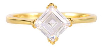 Skcess 14K Roségold Partner Ringe Weiß Ring Moissanite, Rund mit Weißem Quadratischem Moissanit Rings Damen Größe 47 (15.0)