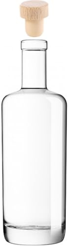 Heavy Base Glass Liquor Bottles, 500ml 750ml 700ml Nordic Vodka Bottles with T-Top Cap for Homebrewing, Whiskey, Sauces, Syrups (750ml, 12)