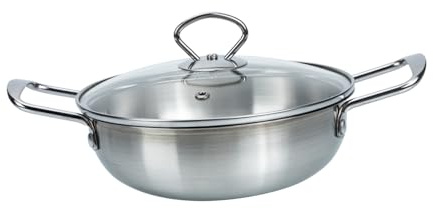 COLLBATH Edelstahl Mini Hot Pot mit Deckel Vielseitiger Haushaltstopf für Suppen und Ramen Korrosionsbeständig Leicht zu Reinigen Geeignet für Grill und Spirituskocher