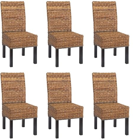 CHEFGASTRO 6er-Set Esszimmerstuhl Korbstuhl Stuhl Malibu Bananengeflecht HxBxT 96x46x41cm Sitzhöhe 46cm dunkel ohne Kissen