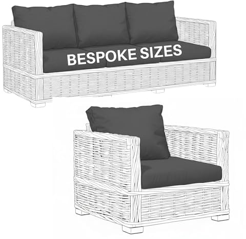 Kosiproducts Rattan Seats Cushions, Dark Grey, Custom Size | Outdoor Patio Furniture, Soft Polyester, Bespoke Bench Pads, Water & Fade Resistant