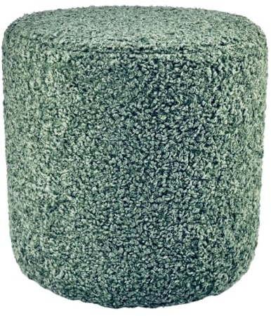 Max Mebels Bouclé-Hocker ROLF 40x40 cm rund – stilvoller Polsterhocker oder Fußhocker aus Teddy-Stoff – Türkis