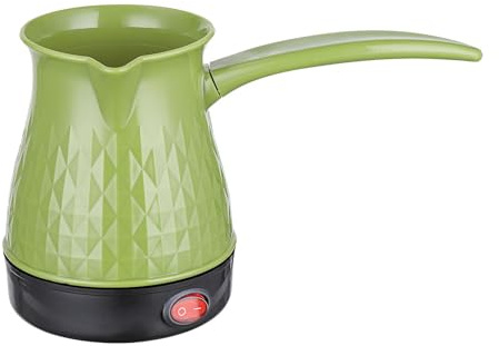 Colcolo Electric Turkish Coffee Pot Tea Kettle Plastic 600W Fast Boil 500ml Teapot Multipurpose Easy to Clean with Handle Coffee Maker for Travel Office Cafe RV, green