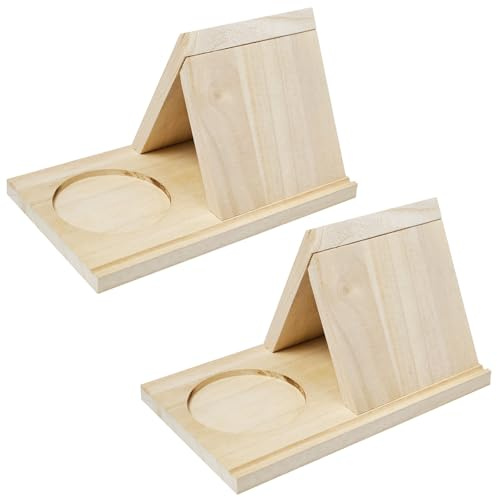 Neikafan Lot de 2 Petits Supports-Livres Triangulaires en Bois Repose-Page Repose-Livre avec Porte-Tasse pour Table de Nuit, Bureau ou Décoration Cadeau pour Amateurs de Livres