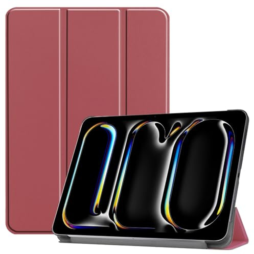 Techsuit für iPad Pro 11 2024 bis 2025 Hülle mit 360 Schutz, Mikrofaser Innenfutter, Verstellbaren Betrachtungswinkeln, Schlankem Design, Anti Fingerabdruck, FoldPro Series, PU Leder, Rot