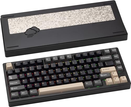 CutiePcs WOBKEY Rainy 75 Aluminium Mechanische Tastatur mit Überragender Akustik, Kabelgebunden, BT, 2.4G Drahtlose Konnektivität (Pro – Schwarz, Silent Shhh Switch)