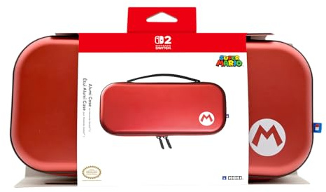 HORI Alumi Case (Mario) Schutzetui, robuste hartschale Tragetasche aus Aluminium für Nintendo Switch 2 – Offiziell Nintendo lizenziert
