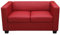 Mendler 2er Sofa Couch Loungesofa Lille - Leder, rot