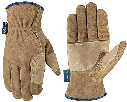 Wells Lamont Men’s HydraHyde Leather Work Gloves, Water-Resistant Split Cowhide, Reinforced Palm for Ranching, Fencing, and Construction