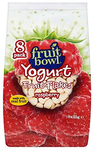 Fruit Bowl Fruit Flakes Raspberry with a Yogurt Coating (8x25g) - Pack of 6