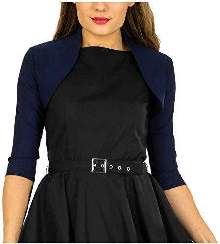 BlackButterfly Su Misura Bolero Manica 3/4 (Blu Mezzanotte, S)