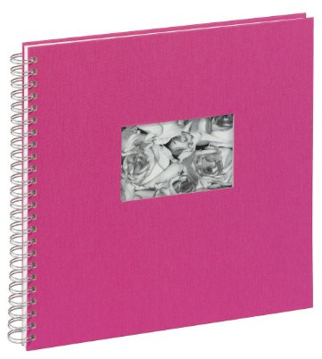 Pagna 13938-34 Passepartout-Spiralalbum 310 x 320mm, Leineneinband mit Passepartout, weißer Fotokarton, dunkelrosa