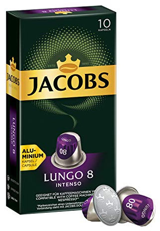 Jacobs - Capsules de café Lungo 8 Intenso, 10 capsules compatibles Nespresso® * (Café moulu) | Poids Total 52 grams