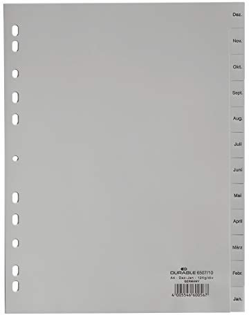 DURABLE Kunststoff-Register, Monate, A4, Dezember - Januar