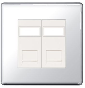 BG Nexus Polished Chrome Screwless Double RJ45 Socket FPCRJ452