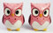 Novelty Cutie Owl Salt and Pepper Shakers Set (Pink), Height: 8.5cm, Not Suitable For Dishwasher Use, Made From Porcelain