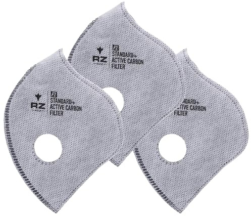 RZ Mask - F1 Standard Replacement Filters (3 Pack) 99.8% Active Carbon Filtration with One-Way Discharge Valves, 3 Sizes