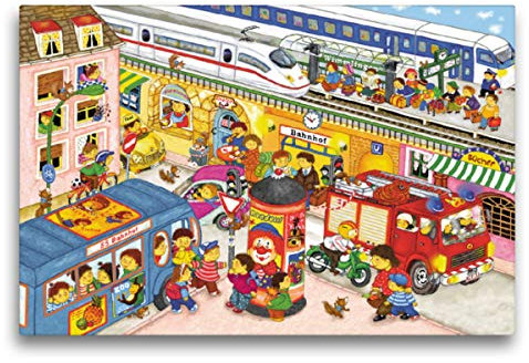 Premium Textil-Leinwand 75 x 50 cm Quer-Format Am Bahnhof, Leinwanddruck von Marion Krätschmer