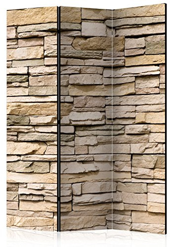 RAUMTEILER/PARAVENT B&D XXL - Stein-Optik, 135x172 cm, 3-teilig, Wohnzimmer | Mobiler Sichtschutz, sofort einsatzbereit, Holzrahmen, ideal fürs Wohnzimmer oder Büro, geruchsneutral, lichtbeständig