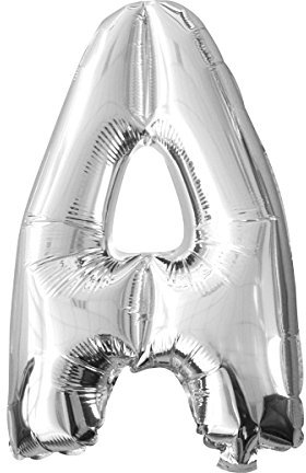 schenken-24 Folienballon Buchstaben (A - Z) in Silber, Höhe ca. 32 cm (A)