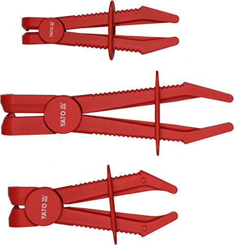 YATO Profi Schlauchklemmensatz gebogen 3 teilig Schlauchklemmenzange Schlauchzange Set Abklemmzange abgewinkelt