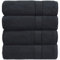 Casabella Packung mit 4 großen Jumbo-Badetüchern, 100% ägyptische gekämmte Baumwolle, große schöne Handtücher (Black)