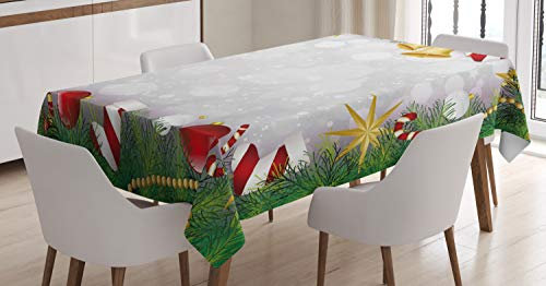 ABAKUHAUS Weihnachten Tischdecke, Nacht Heiligabend Noel, Pflegeleicht mit Modernster Druck Technologie Waschbar und Personalisiert, 140 x 240 cm, Rot