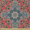 ABAKUHAUS Mandala Stoff als Meterware, Kultur Blumen, Microfaser Stoff für Dekoratives Basteln, 1M (230x100cm), Dunkle Koralle Blaugrau Beige
