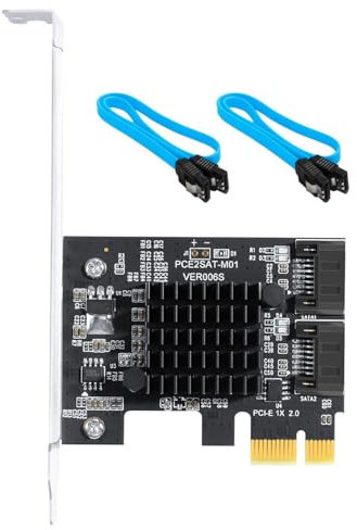 QNINE PCIe SATA Controller, 2 Port PCIe SATA III 6 GBS interner Adapterkonverter für Desktop PCs Unterstützt SSD und HDD mit Low Profile Bracket