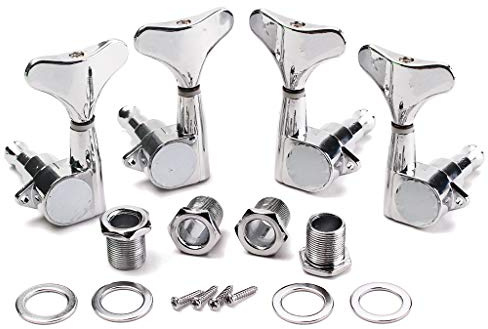 Alnicov Lot de 4 chevilles d'accordage scellées chromées pour guitare basse 4 cordes 2L 2R