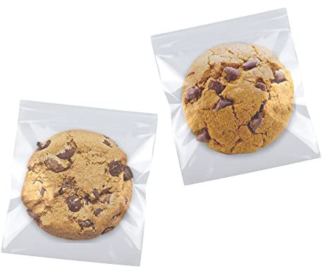 SUREHOME Kekstüten, Zellophan, transparent, individuelle Leckereien für Kekse, 12,7 x 15,2 cm, Geschenkverpackung, 100 Stück selbstklebende Kunststoffverpackungen, Süßigkeitenbeutel