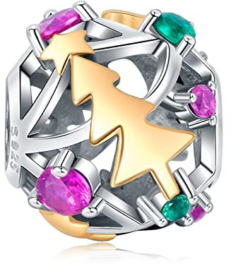 NINGAN Weihnachtsbaum Charme-Charm-Anhänger 925 Sterling Silber Charms Bead für Chamilia und europäische Armbänder und Halsketten…