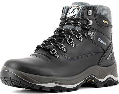 Grisport Damen und Herren Outdoorstiefel,Trekkingstiefel,Wanderstiefel,Echtleder,atmungsaktiv,wasserabweisend,Gritex Membran,Vibramsohle,Schwarz, EU 44