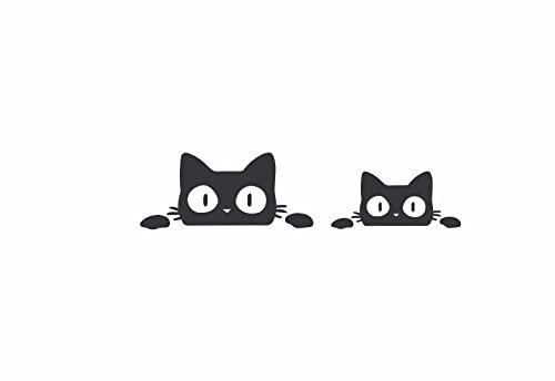 Newteam Adesivi gatto per Auto, Moto Car stickers Kit 2 pz (nero)