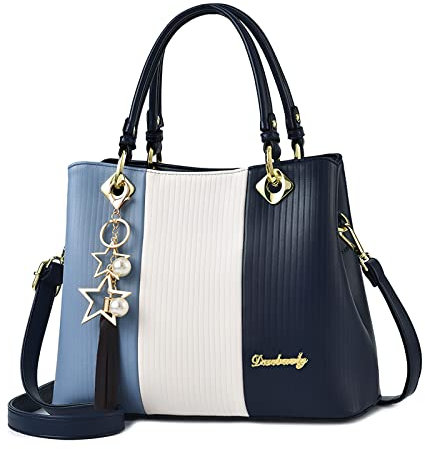 DIRRONA Mode Damen Handtaschen Elegant Umhängetasche Damen Messenger Kunstleder Obere Tragetasche Quaste Anhänger Geeignet Reise Arbeiten Täglicher Gebrauch Blau