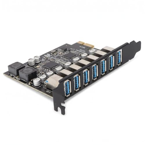 Bewinner 7 Ports PCI-E zu USB 3.2 HUB, PCIE Erweiterungskarte, 5 Gbit/s Externer Controller PCI Express Extender Adapterkarte für Desktop XP, 7, 8, 10,11