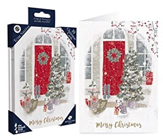 Tom Smith Pack 10 Charity Christmas Cards Festive Front Door Design Made UK Eco