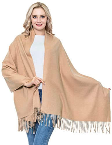 vimate Kaschmirschal und -tücher, Winter Weiches Dickes Kamel Kaschmir Pashmina Schals für Frauen (DE-Camel)